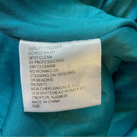 NEW COLETTE for MON CHERI liquid turquoise sparkle gown maxi prom formal dress 4 - Picture 10 of 10